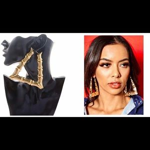 Gold Bamboo Earrings Large